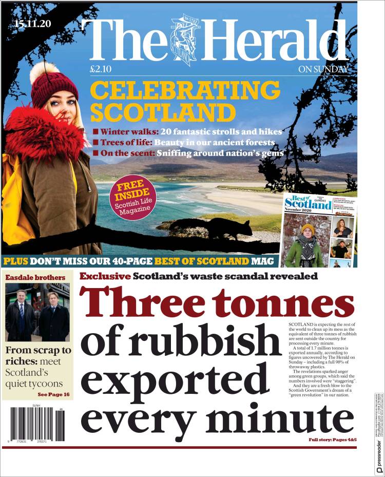 Portada de The Herald (Reino Unido)