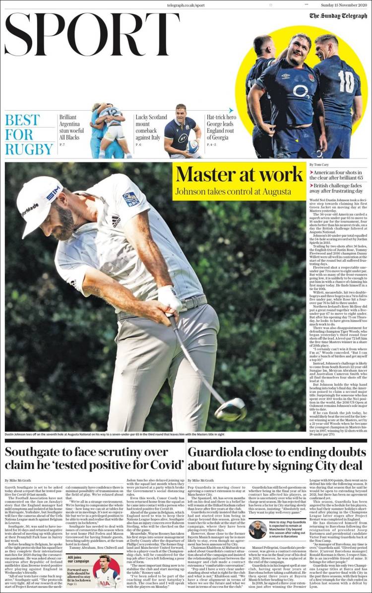 Portada de Telegraph Sport (Reino Unido)