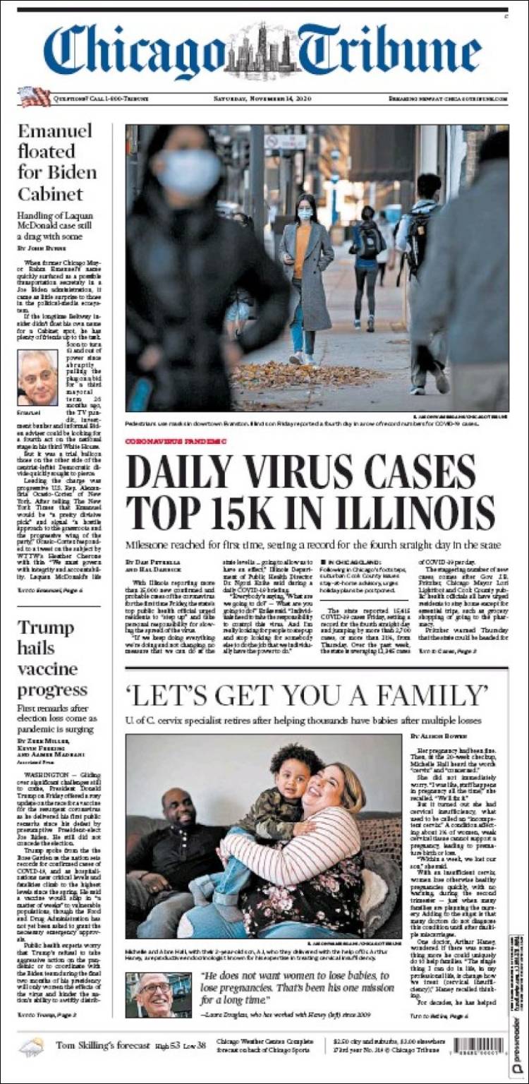 Portada de Chicago Tribune (USA)