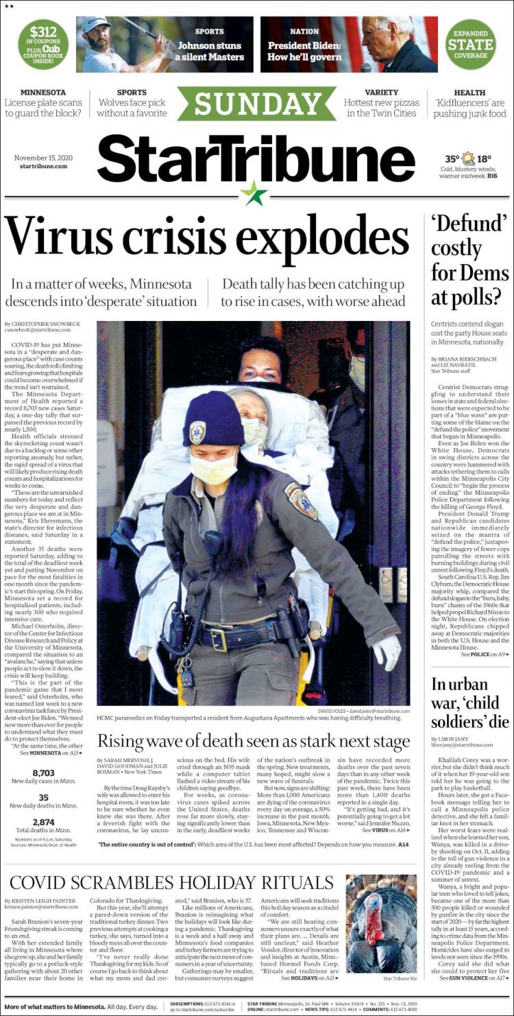 Portada de Star Tribune (USA)