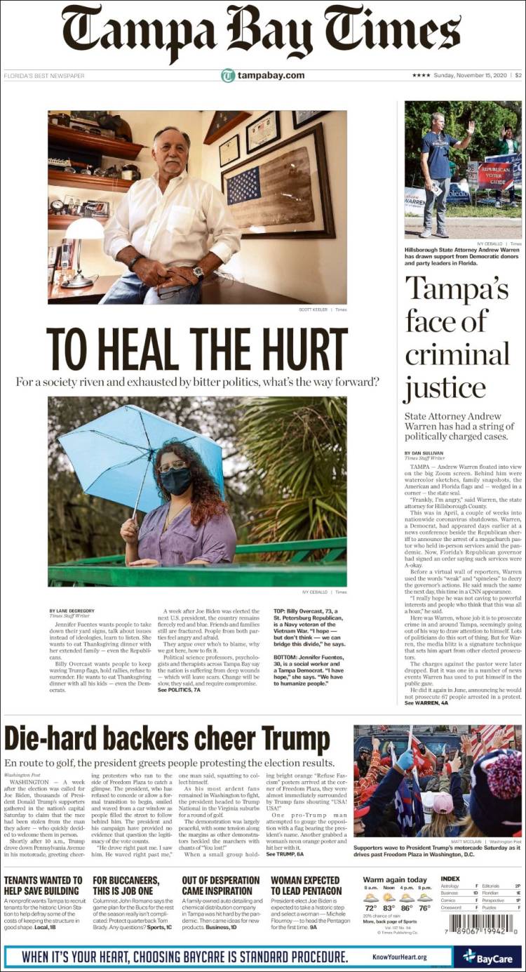 Portada de Tampa Bay Times (USA)