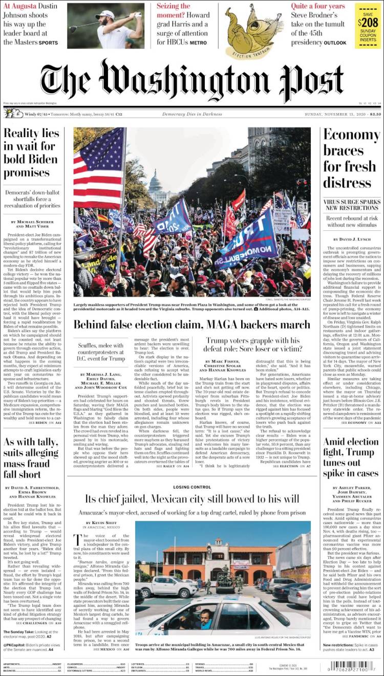 Portada de The Washington Post (USA)