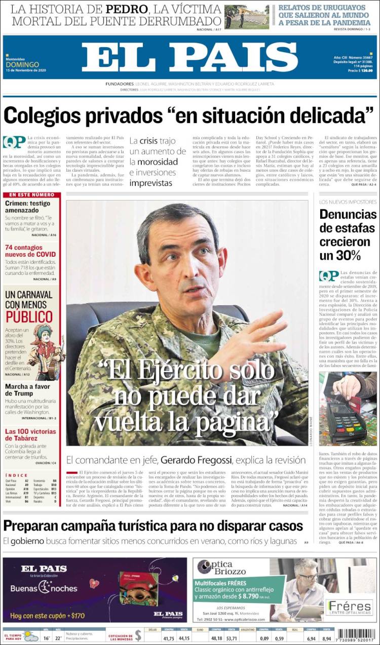 Portada de El País (Uruguay)