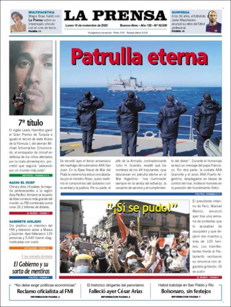 Portada de La Prensa (Argentina)