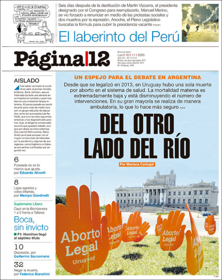 Portada de Página/12 (Argentina)