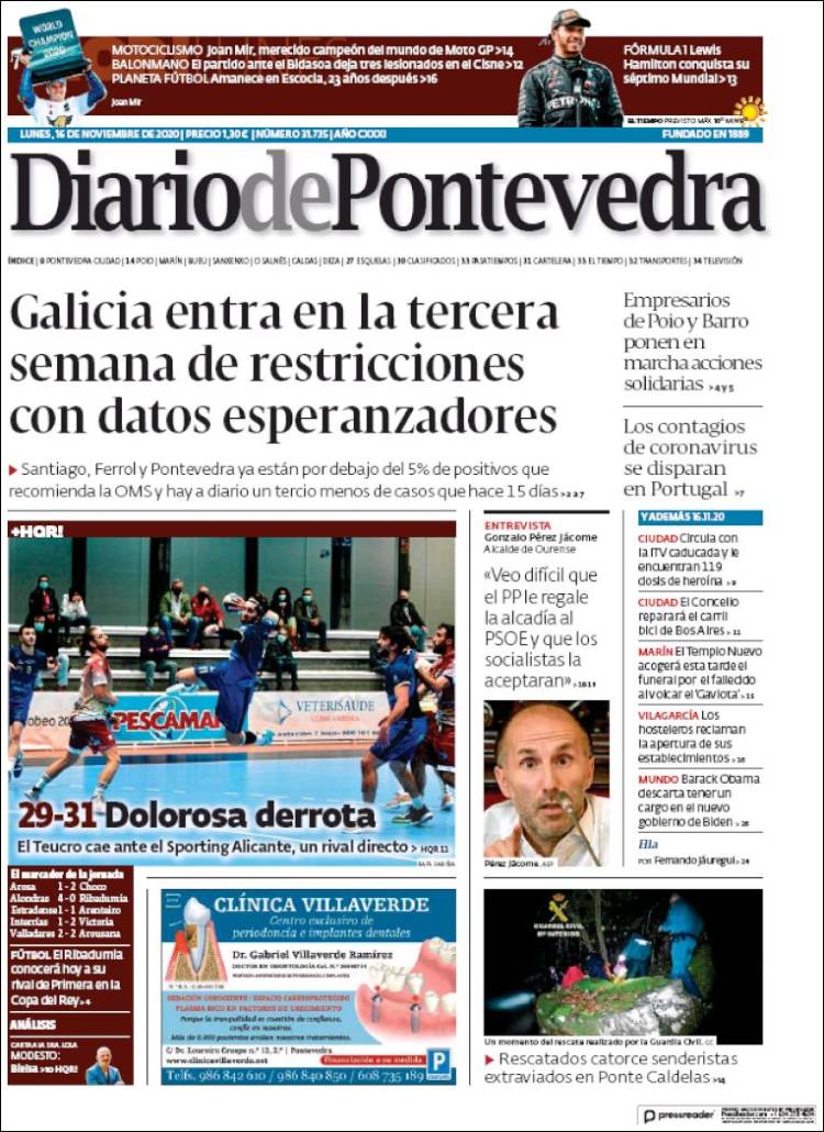 Portada de Diario de Pontevedra (Espagne)