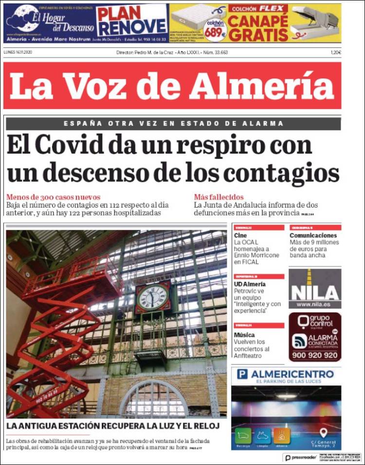 Portada de La Voz de Almería (Espagne)