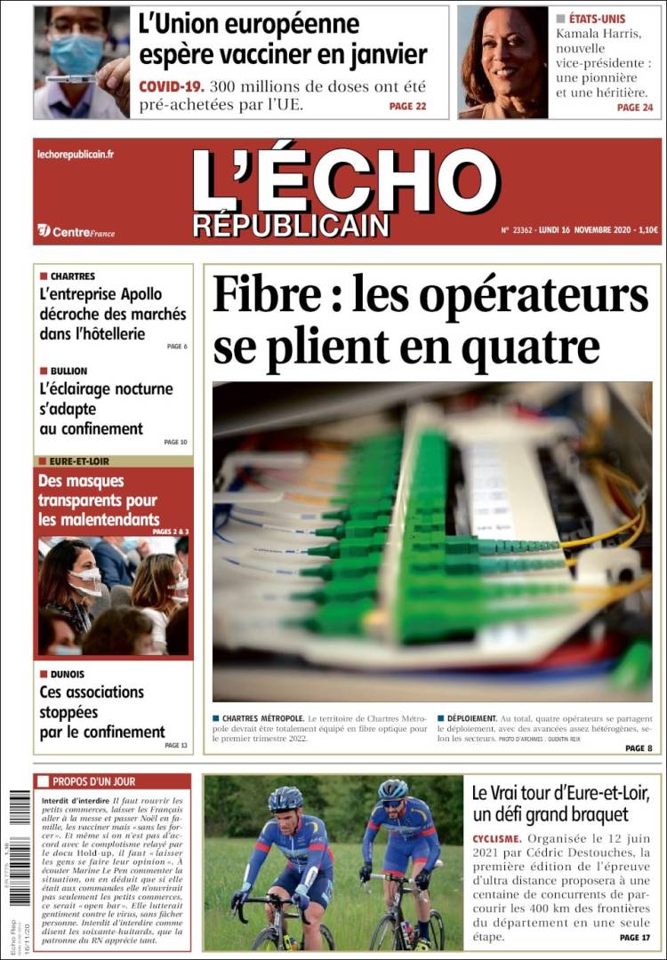 Portada de L'Echo Républicain (Francia)