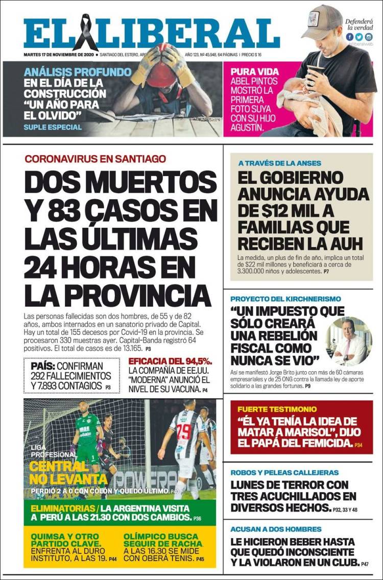Portada de Diario El Liberal (Argentina)