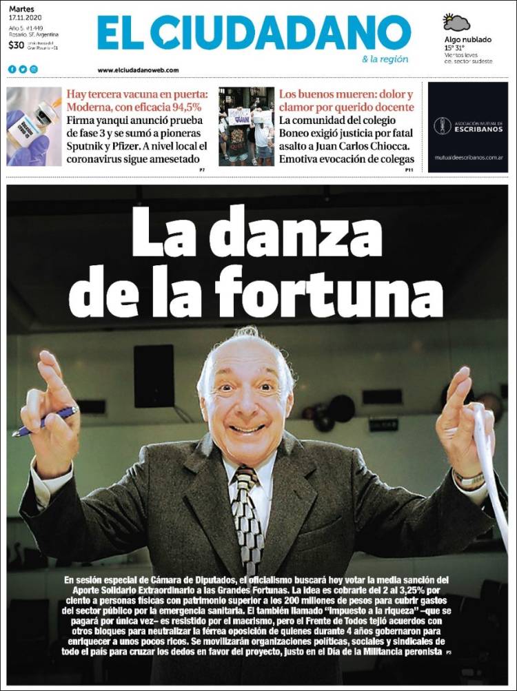 Portada de Diario El Ciudadano (Argentina)