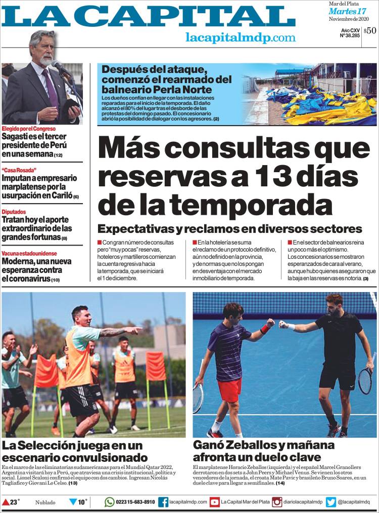 Portada de Diario La Capital - Mar del Plata (Argentina)