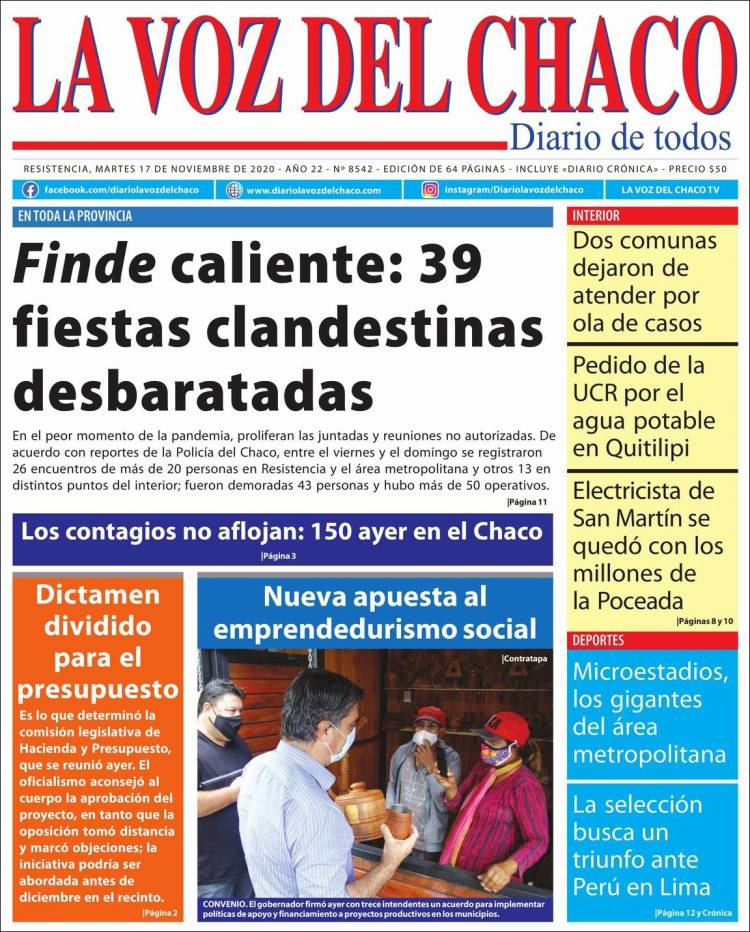 Portada de La Voz del Chaco (Argentina)