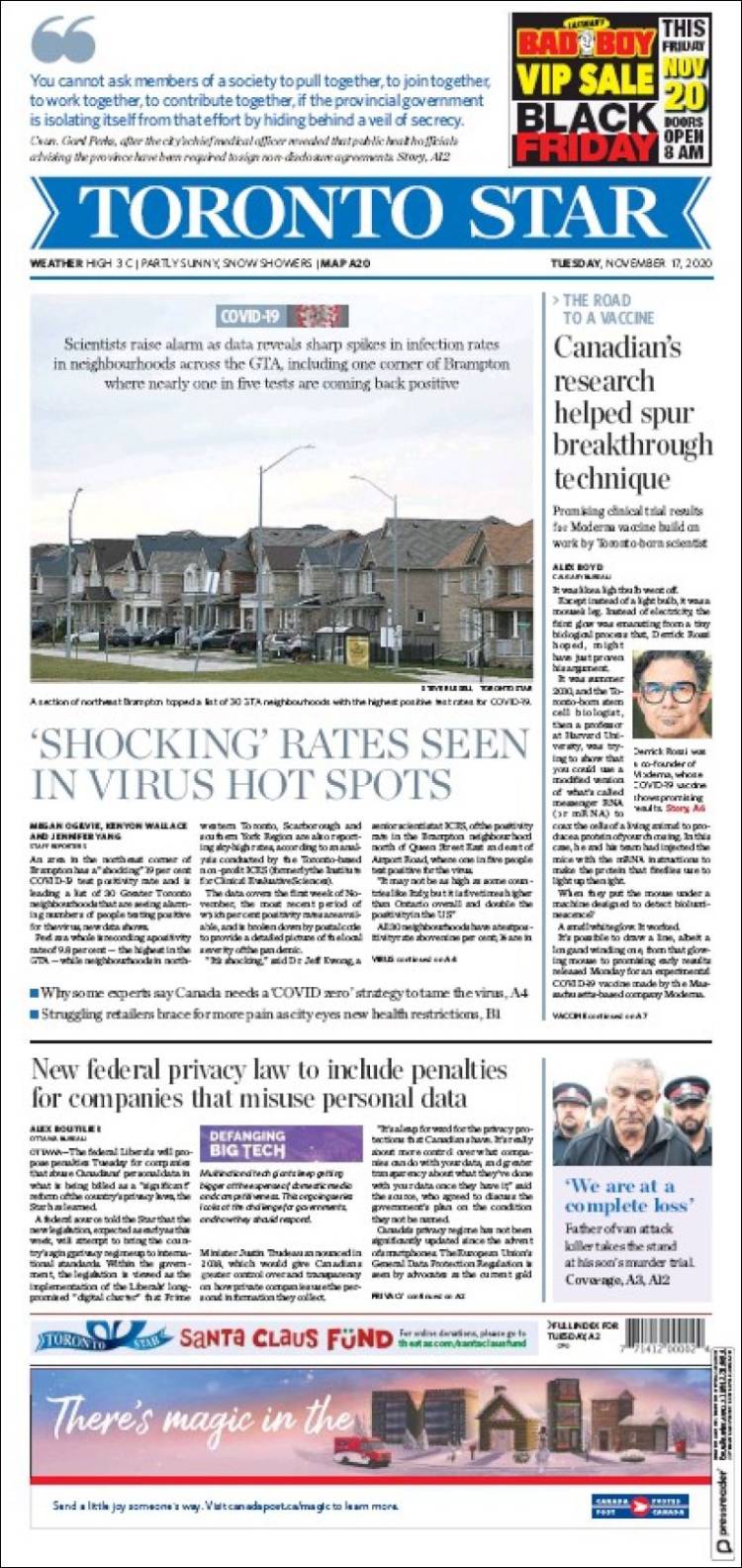 Portada de The Toronto Star (Canada)