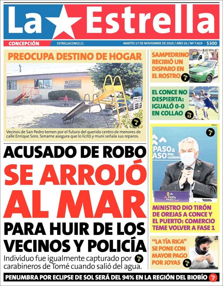 Portada de La Estrella de Concepción (Chile)