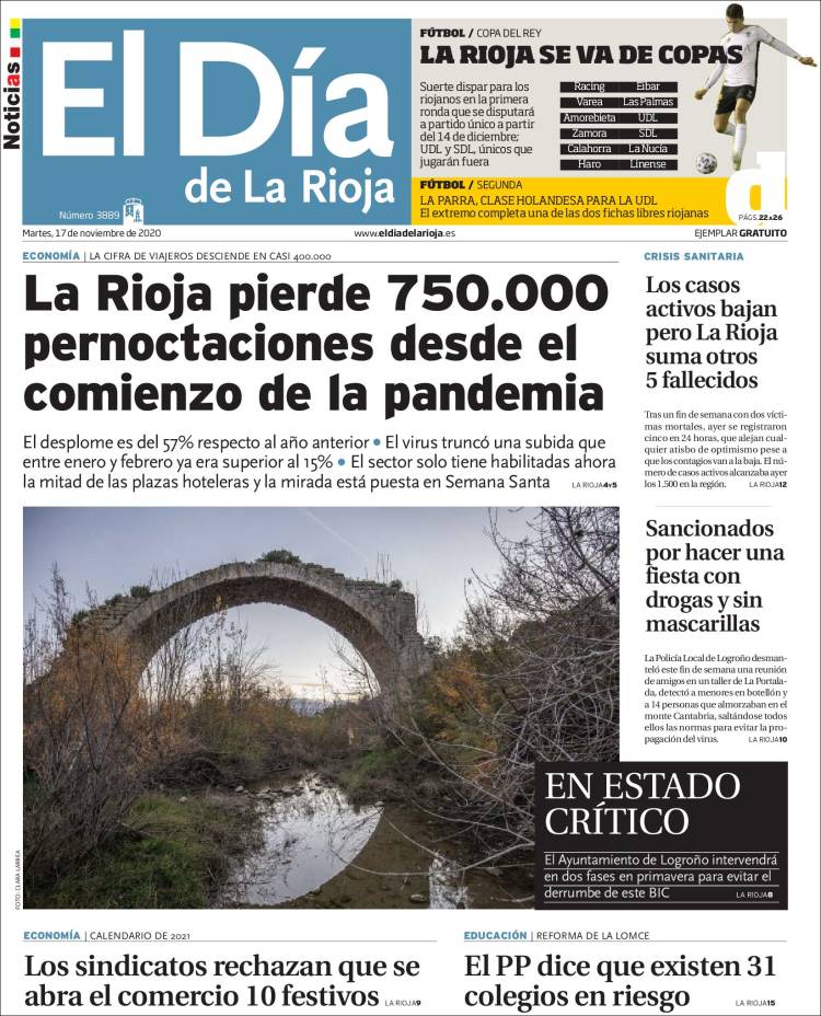 Portada de El Día de La Rioja (España)