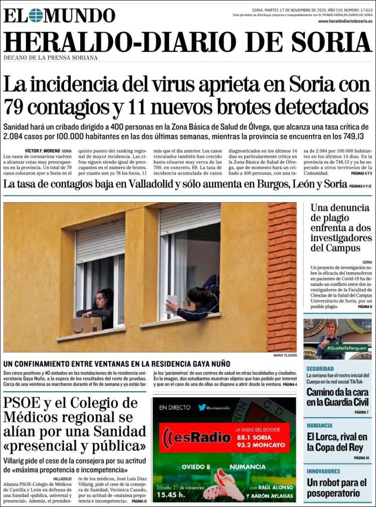 Portada de Diario de Soria (España)