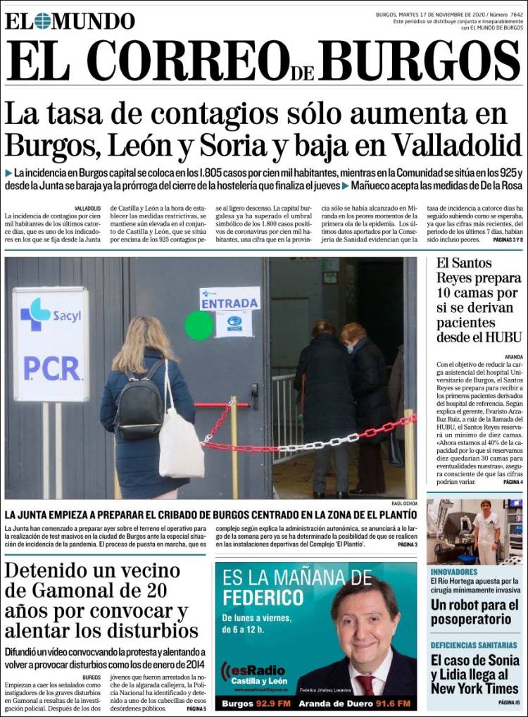 Portada de El Correo de Burgos (España)