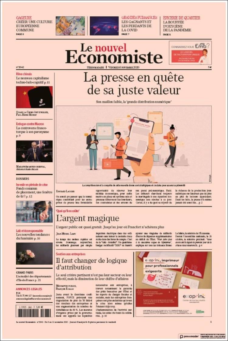 Portada de Le nouvel Economiste (Francia)