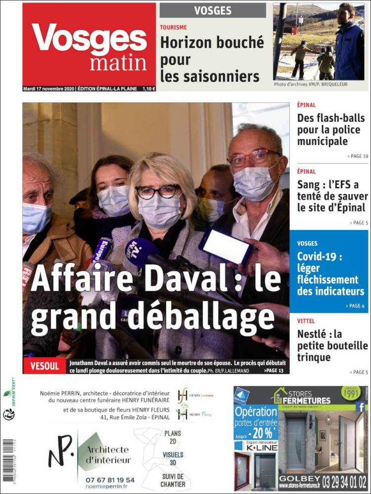 Portada de Vosges Matin (Francia)