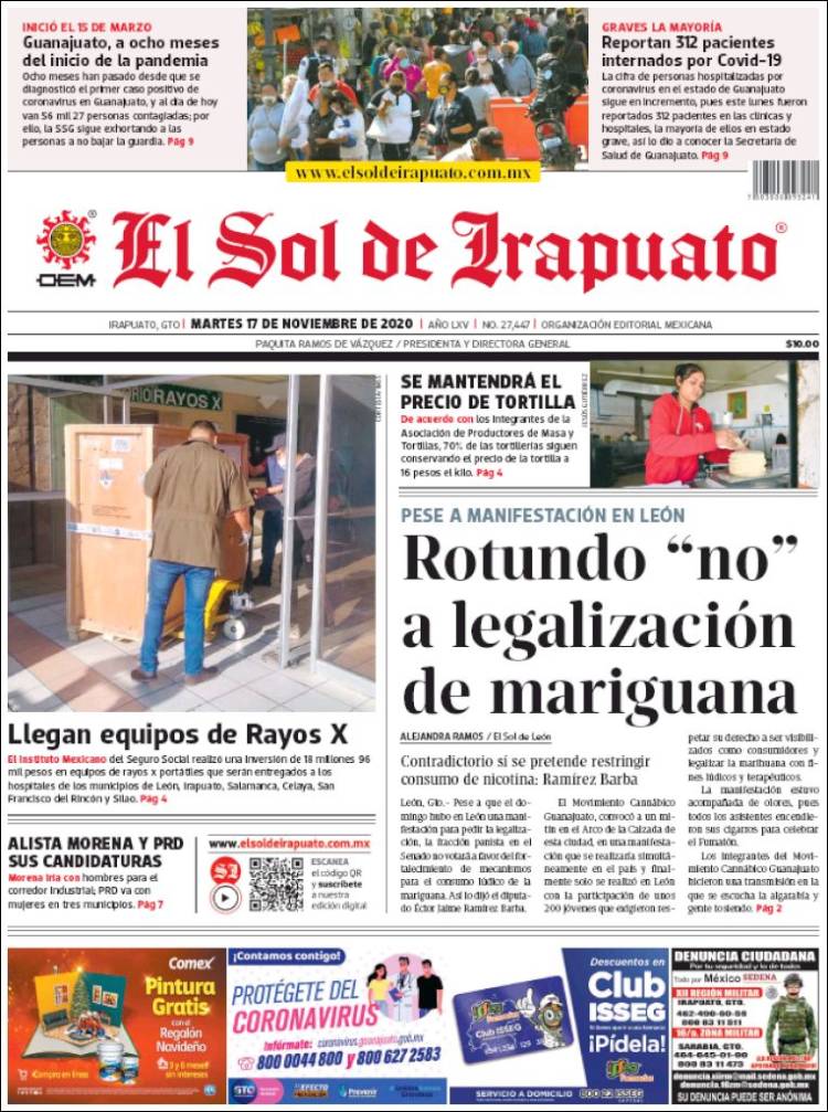 Portada de El Sol de Irapuato (México)