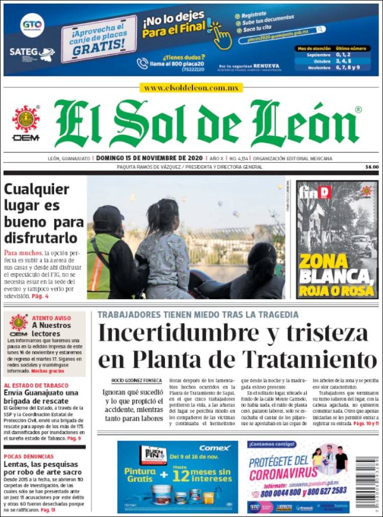 Portada de El Sol de León (México)