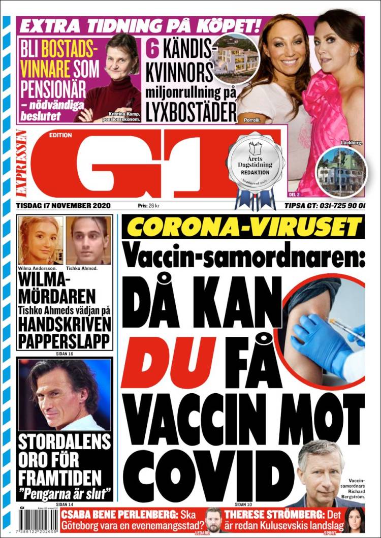 Portada de Göteborgstidningen (Suecia)