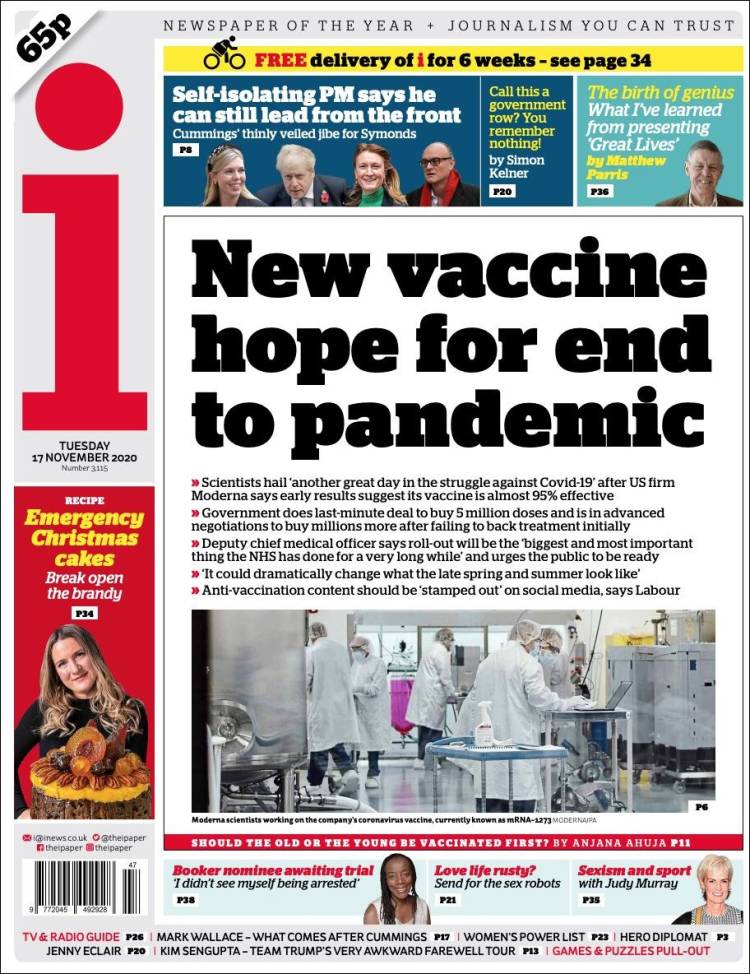 Portada de The i (Reino Unido)