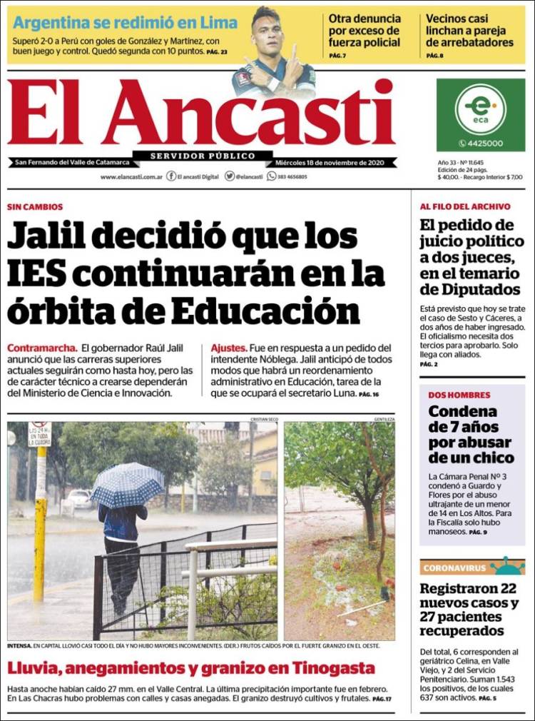 Portada de El Ancasti (Argentina)