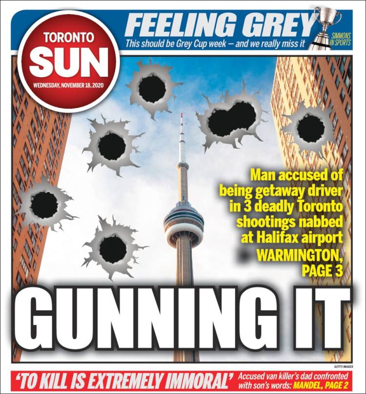 Portada de The Toronto Sun (Canadá)