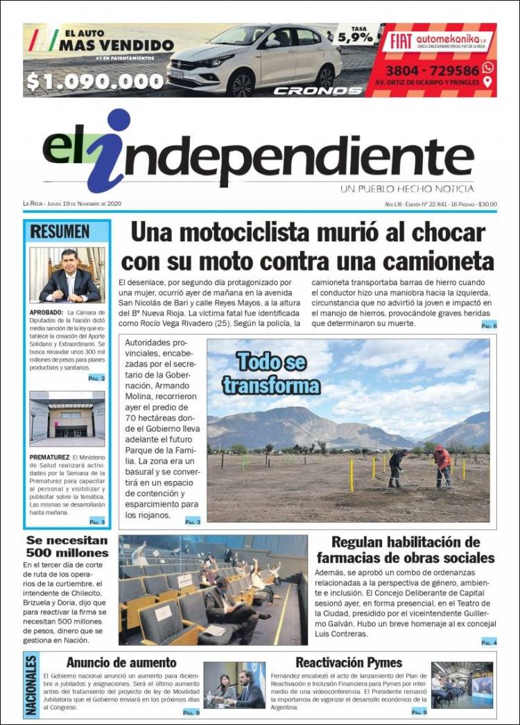 Portada de El Independiente (Argentina)