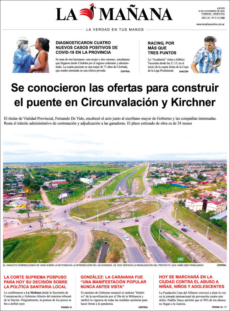 Portada de Diario La Mañana (Argentina)