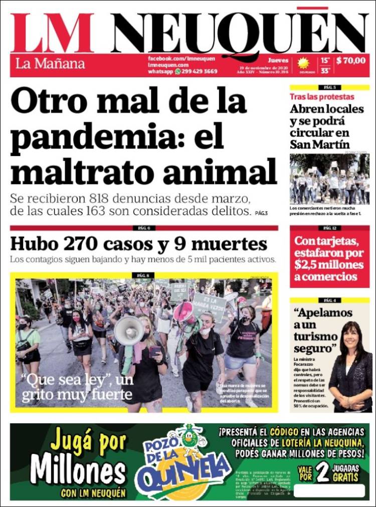 Portada de La Mañanade Neuquén (Argentina)