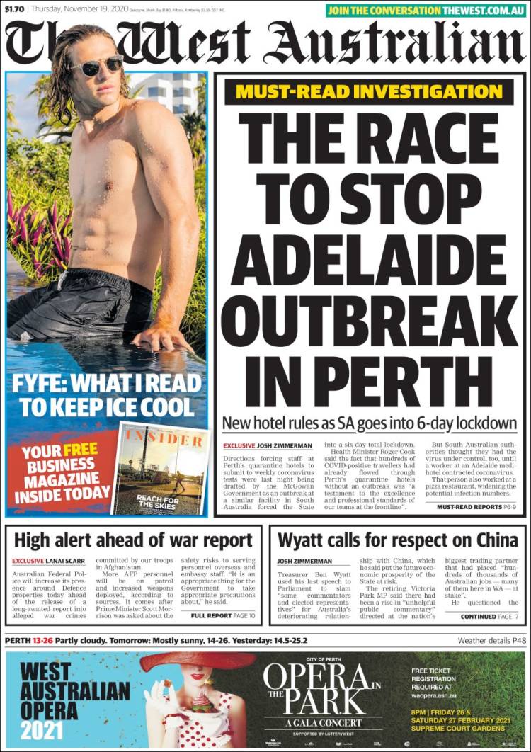 Portada de The West Australian (Australia)