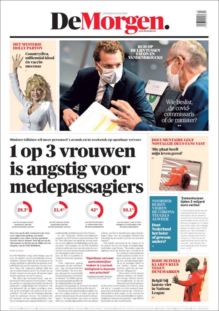 Portada de De Morgen (B&eacute;lgica)