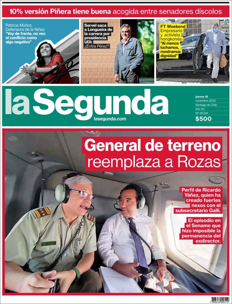 Portada de La Segunda (Chili)