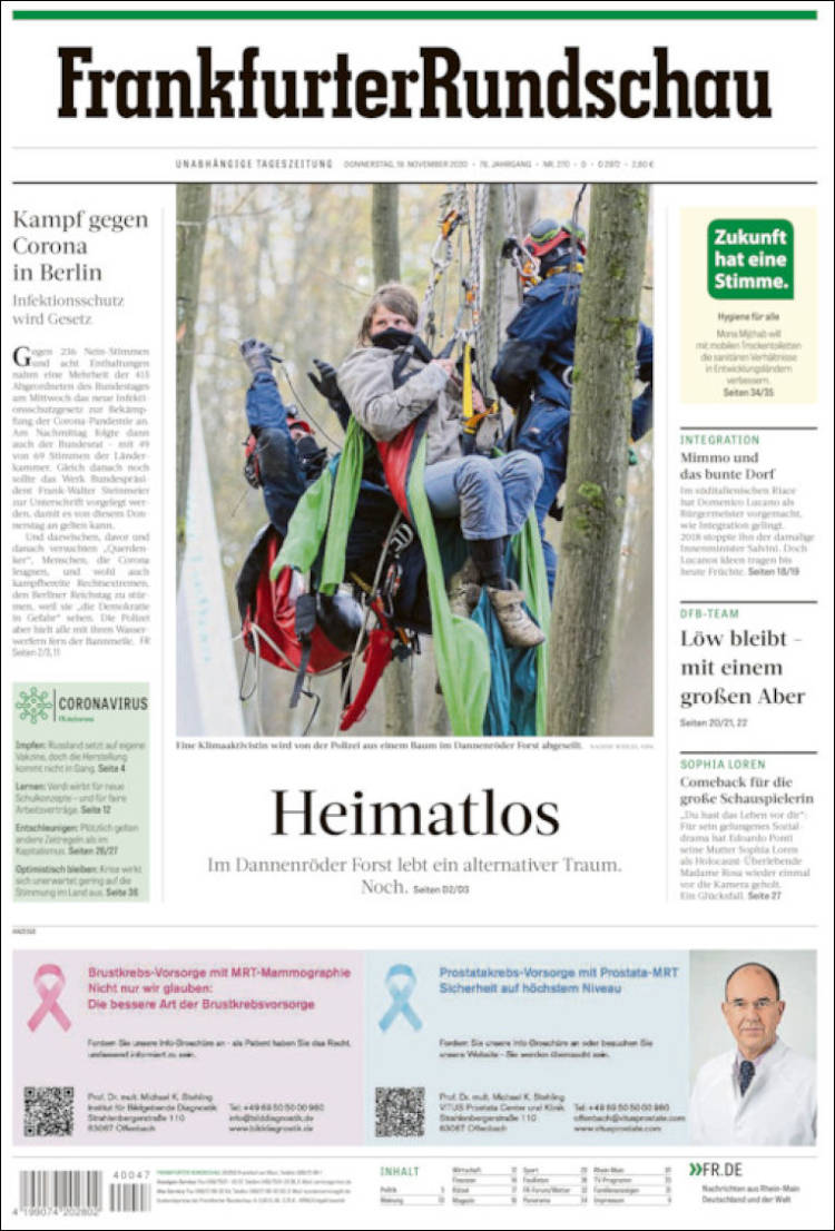 Portada de Frankfurter Rundschau (Alemania)