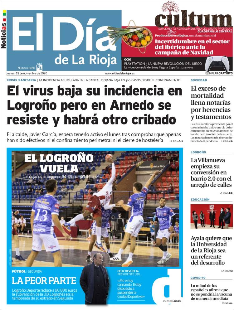 Portada de El Día de La Rioja (España)