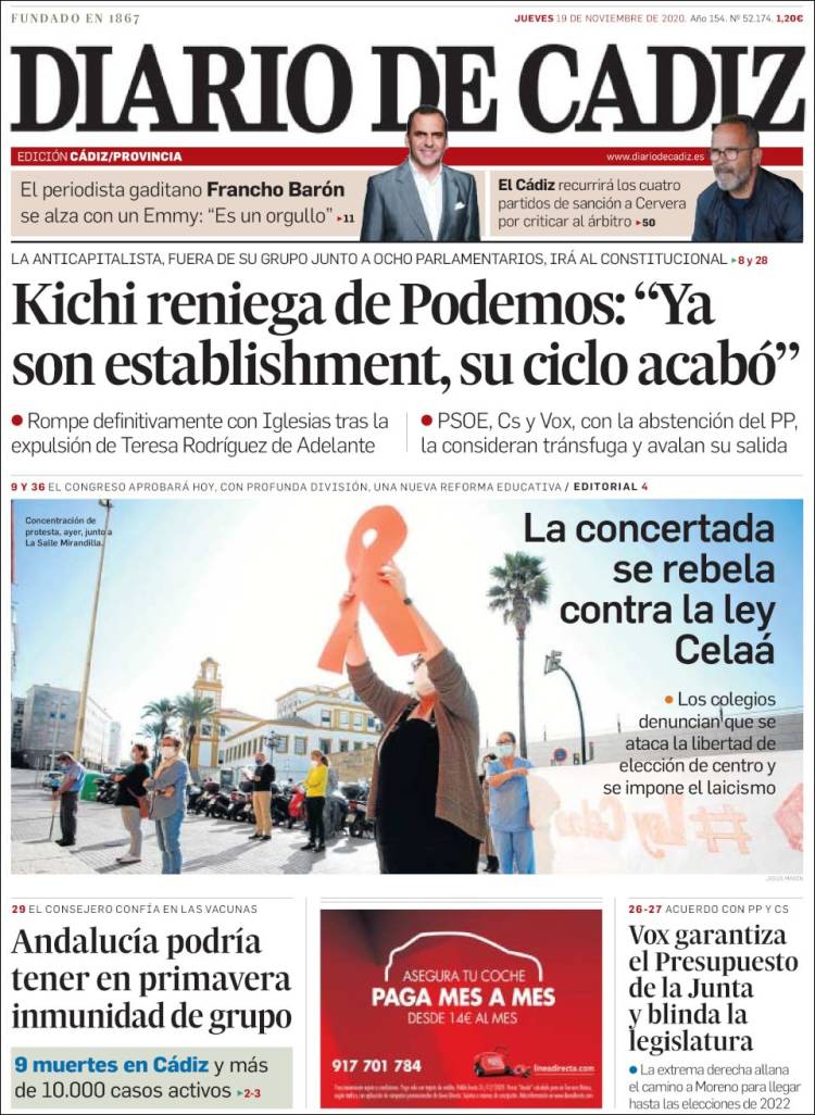 Portada de Diario de Cádiz (España)