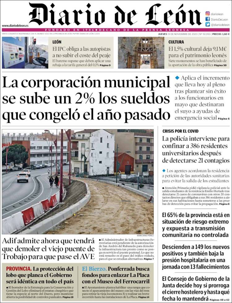 Portada de Diario de León (España)