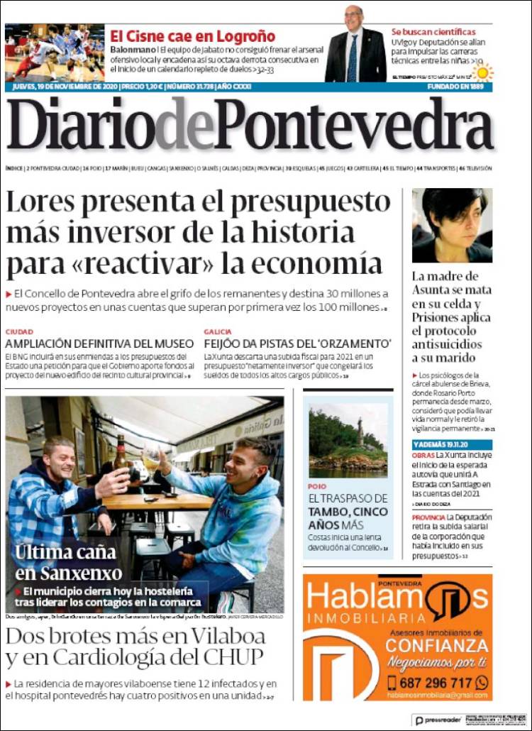 Portada de Diario de Pontevedra (España)