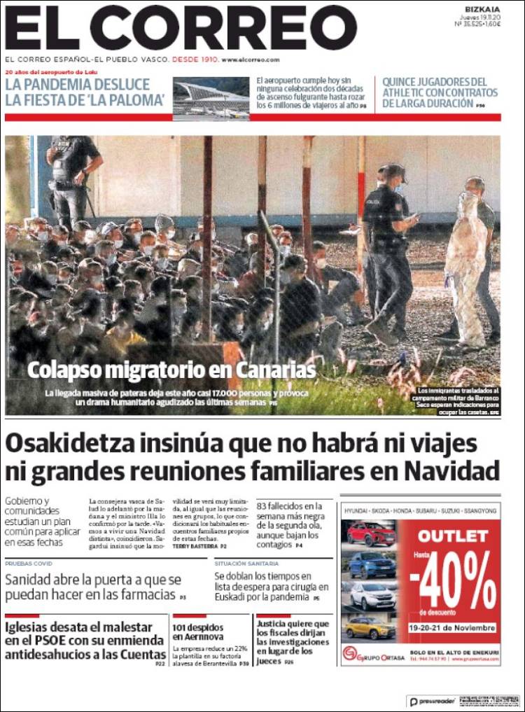 Portada de El Correo (España)