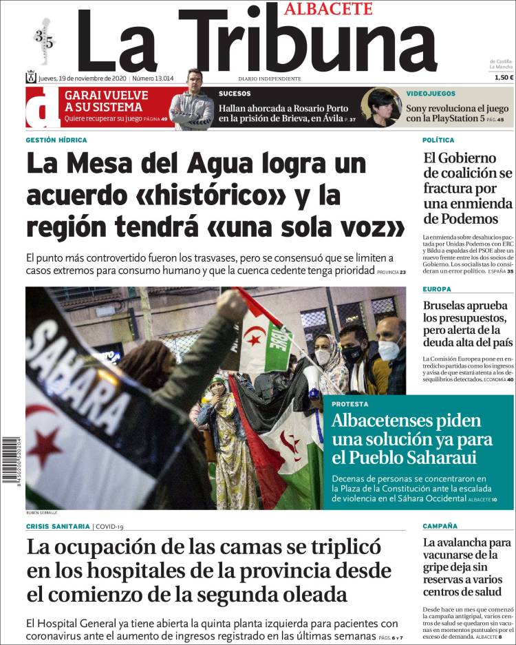 Portada de La Tribuna de Albacete (España)