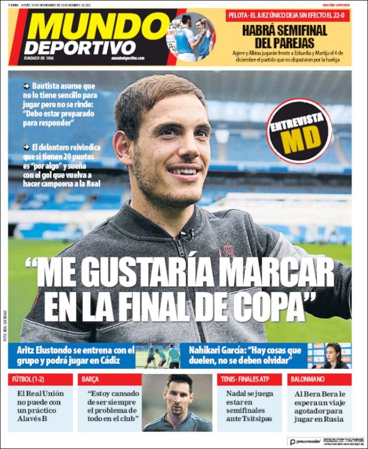 Portada de Mundo Deportivo Gipuzkoa (España)