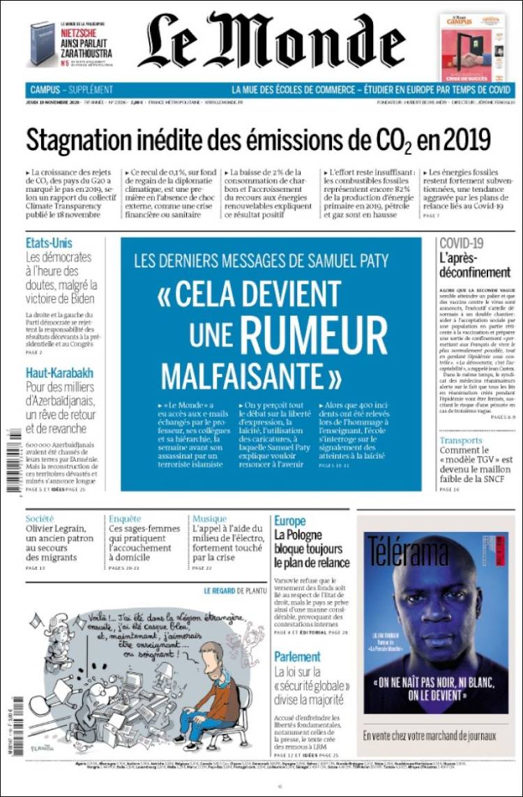 Portada de Le Monde (France)