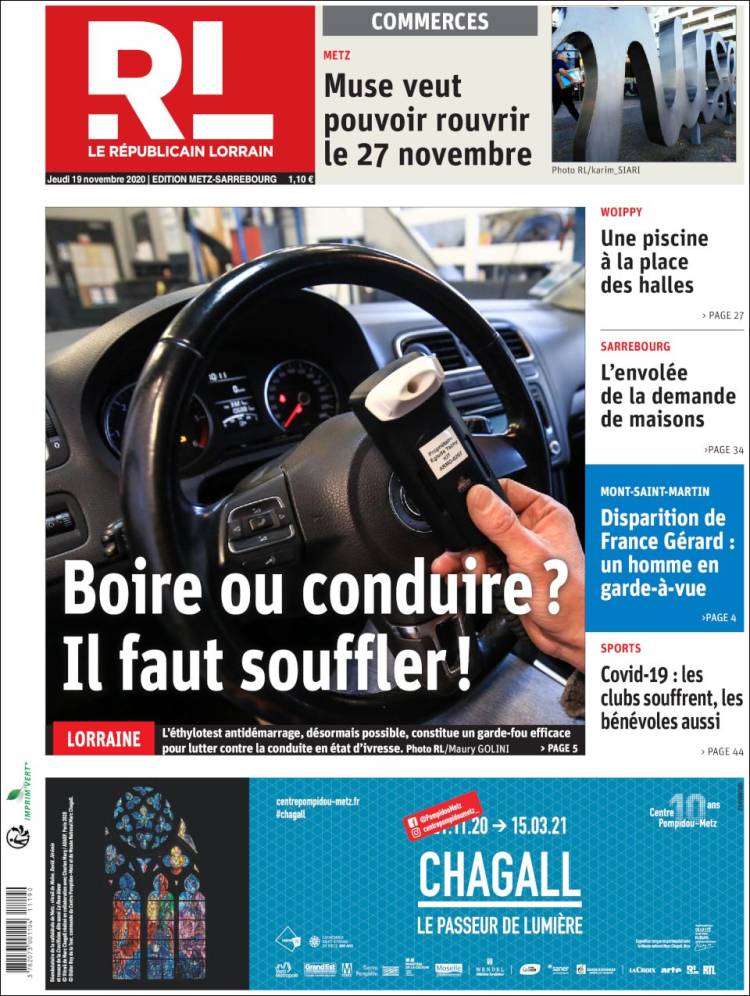 Portada de Le Republicain Lorrain (France)