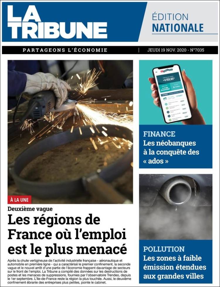 Portada de La Tribune (Francia)