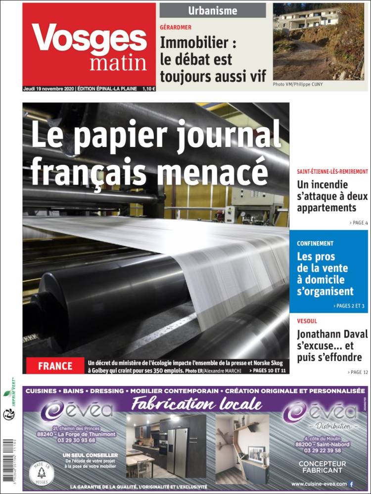 Portada de Vosges Matin (France)