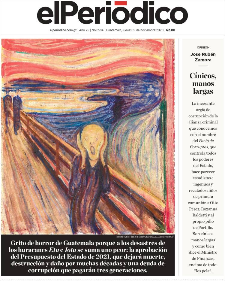 Portada de El Periódico de Guatemala (Guatemala)