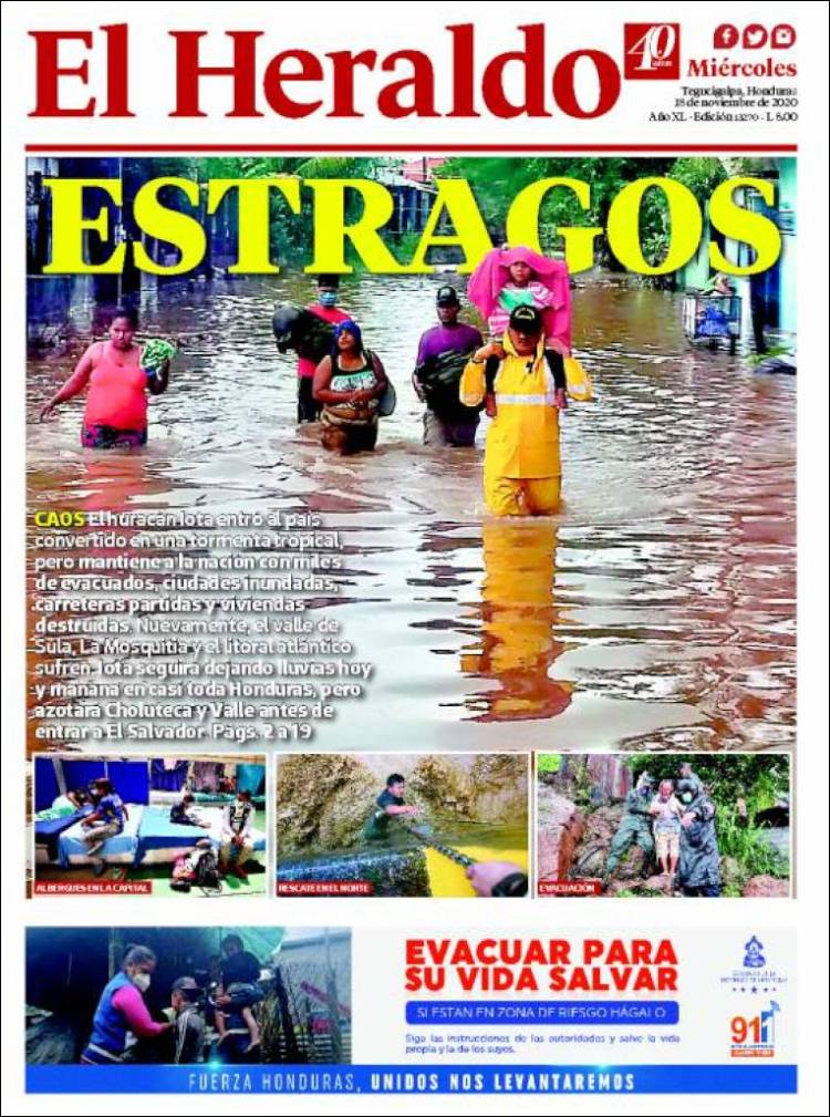 Portada de El Heraldo (Honduras)