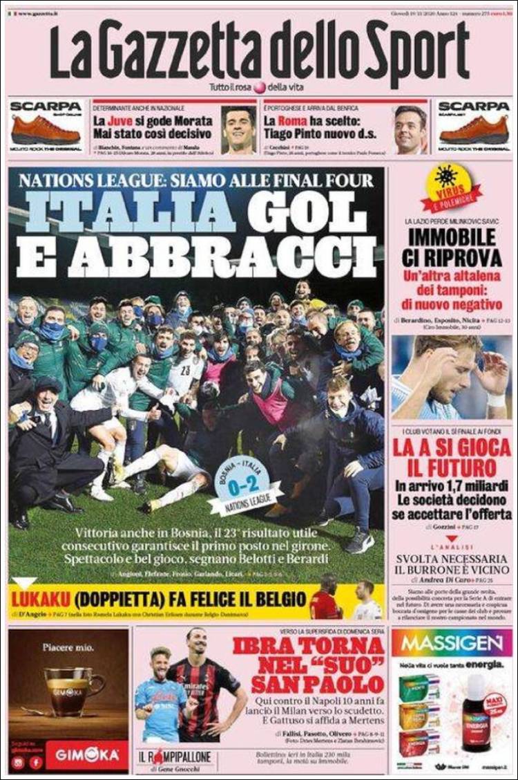 Portada de La Gazzetta dello Sport (Italia)